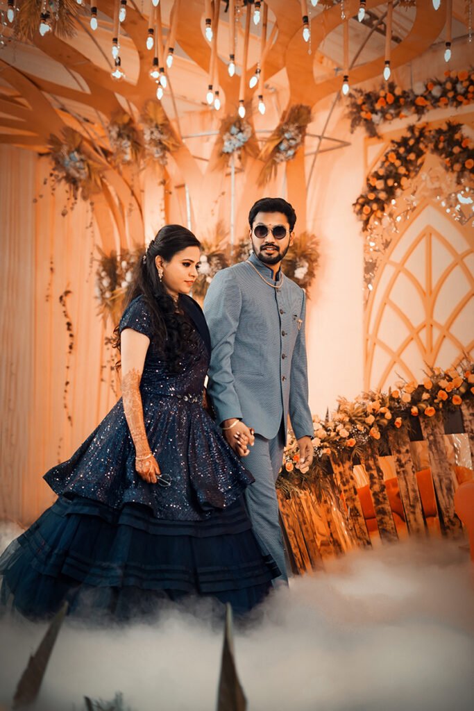 indian reception bride poses